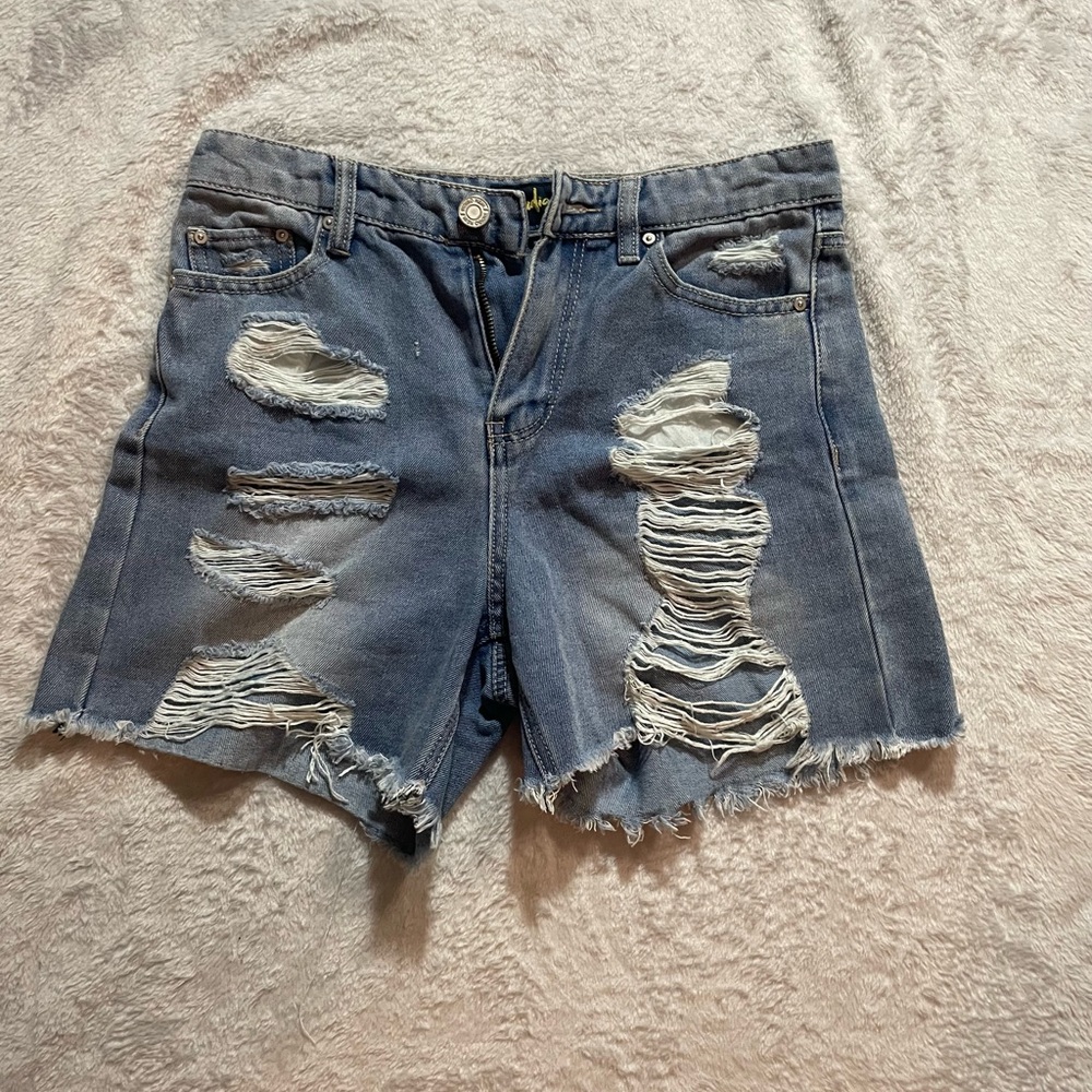 Indigo Rein Blue Distressed Jean Shorts
